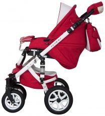 Детская коляска 2 в 1 Riko Brano Ecco 20 Sport Red (белая кожа – красная ткань)